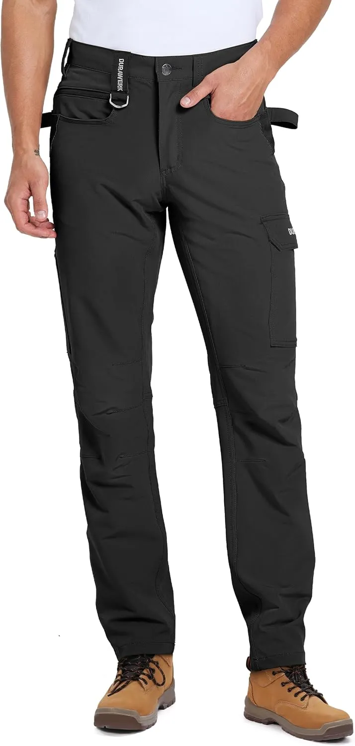 DURAWERK Men's 4-Way Stretch Cargo Pants, Work Pants, Durable Tactical Pants, Lightweight EDC Hiking Pants for Outdoor