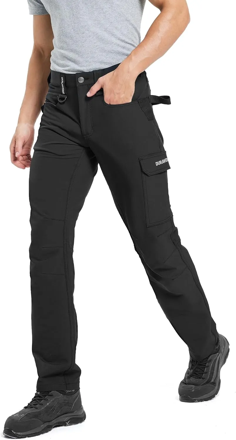 DURAWERK Men's 4-Way Stretch Cargo Pants, Work Pants, Durable Tactical Pants, Lightweight EDC Hiking Pants for Outdoor