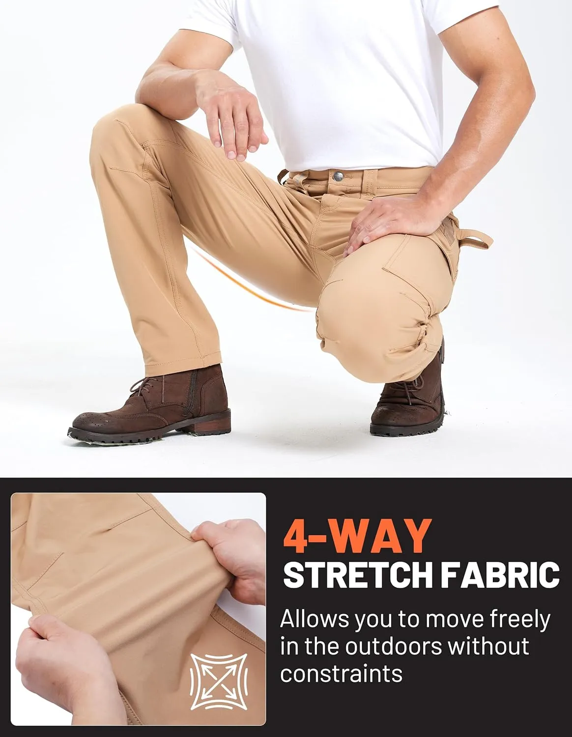 DURAWERK Men's 4-Way Stretch Cargo Pants, Work Pants, Durable Tactical Pants, Lightweight EDC Hiking Pants for Outdoor