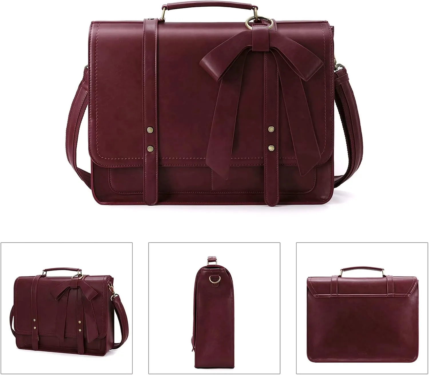 ECOSUSI Laptop Bag for Women Briefcase Bag PU Leather Messenger College Satchel fit 15.6" Computer