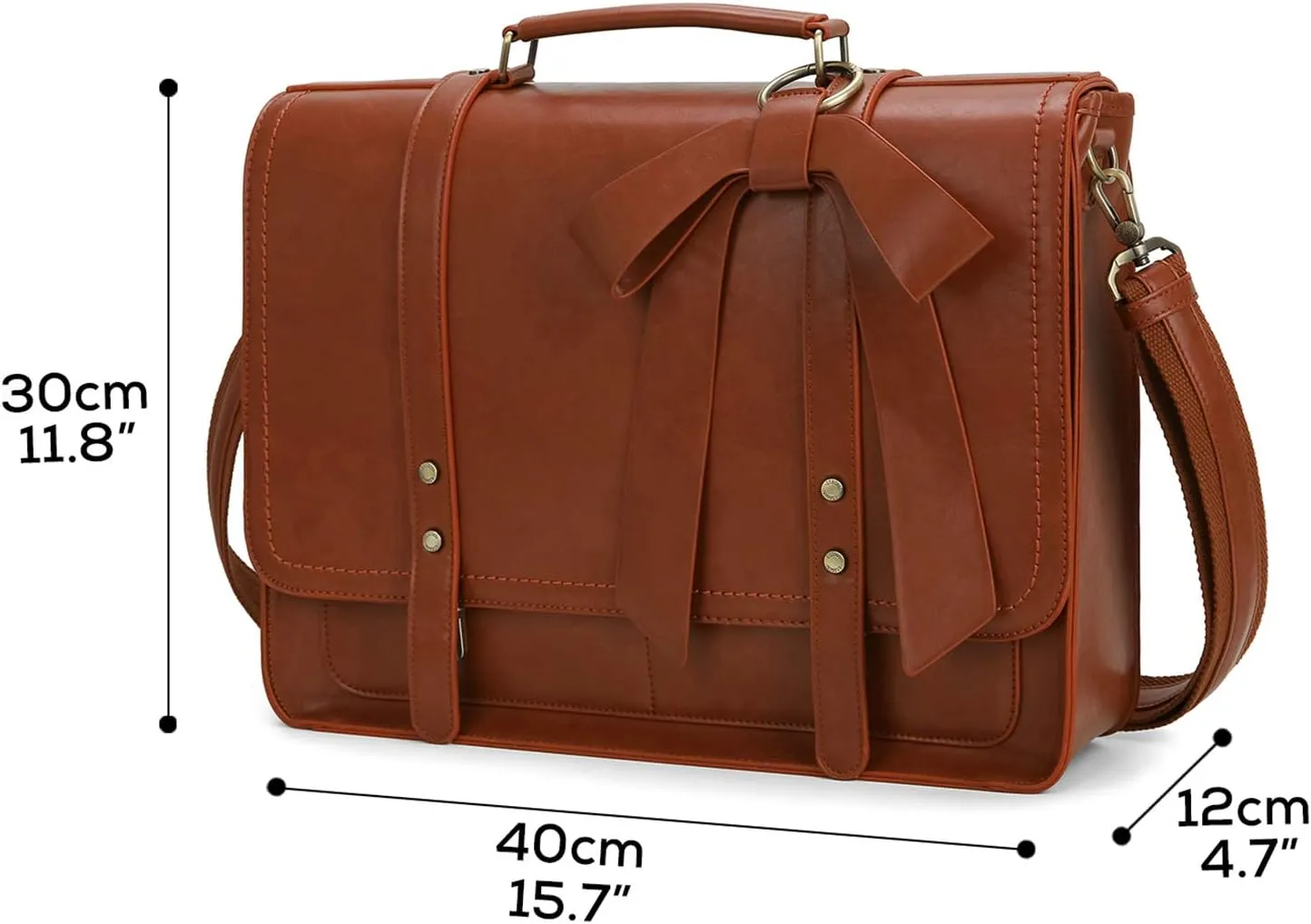 ECOSUSI Women Briefcase PU Leather Laptop Bag College Satchel fit 15.6" Laptop