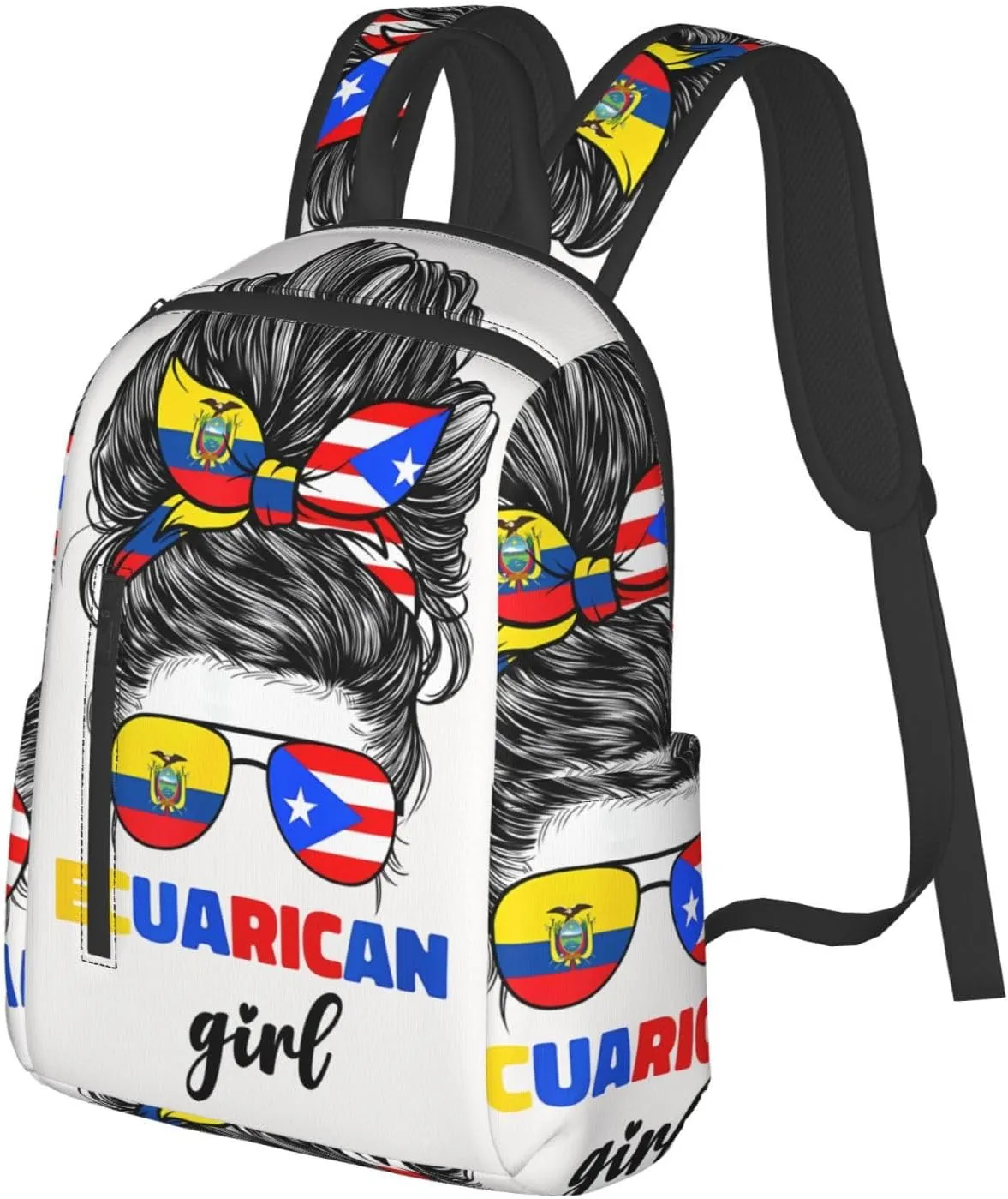 Ecuadorian Puerto Rican Rico Ecuador Flag Women Casual Backpacks Large Capacity Laptop Backpack Sports Fitness Rucksack Travel Carry-On Daypack Work Bag for Outdoor Camping