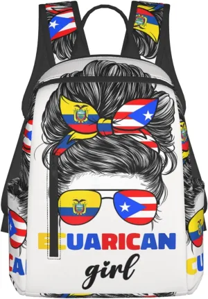 Ecuadorian Puerto Rican Rico Ecuador Flag Women Casual Backpacks Large Capacity Laptop Backpack Sports Fitness Rucksack Travel Carry-On Daypack Work Bag for Outdoor Camping
