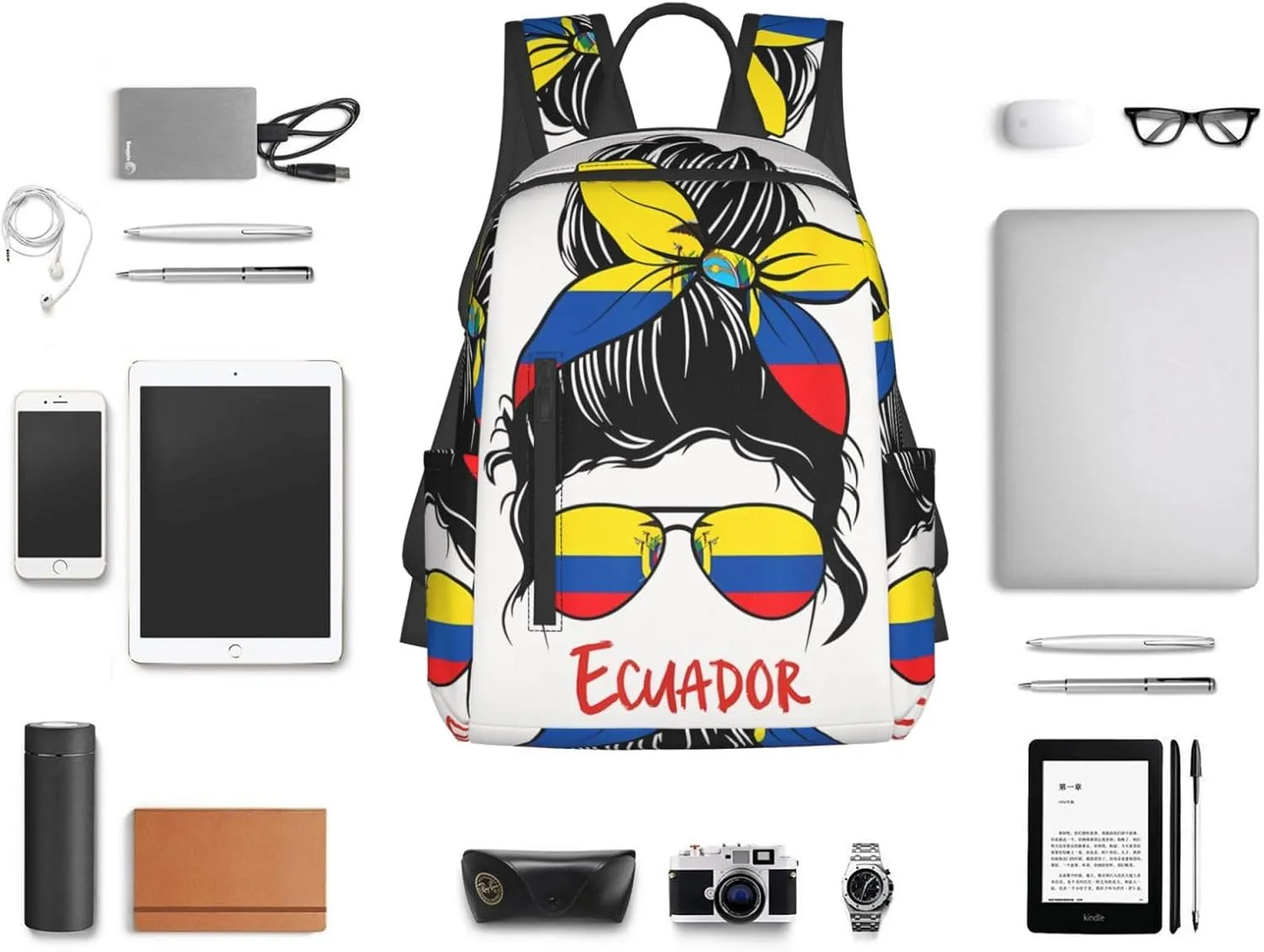 Ecuadorian Women Ecuador Flag Casual Backpacks Large Capacity Laptop Backpack Sports Fitness Rucksack Travel Carry-On Daypack Work Bag for Outdoor Camping