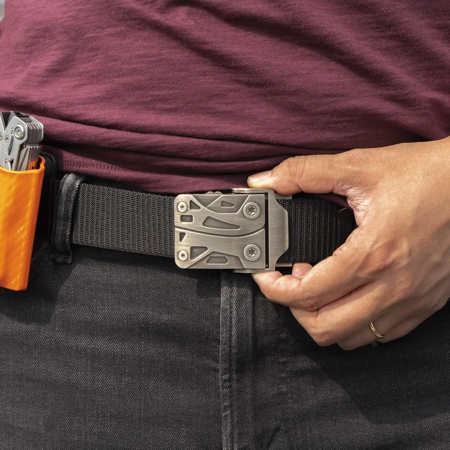 EDC Tactical Style 1.5" Waist Belt - Everyday Carry Multitool or Firearm Style For Duty or Casual Belt
