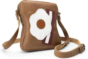 Egg, Bacon Sandwich-Shaped Shoulder Bag, Handbag, Crossbody Bag, Messenger Bag with Adjustable Strap, Full Grain Leather, Handmade, Single Malt Mahogany
