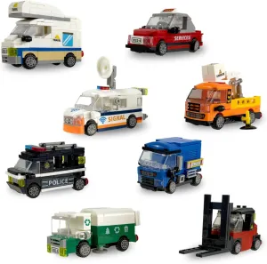 EKIND Mini Building Blocks Car Model Kit, Sliding Car Toy Set, Creative Assembly Vehicle Building Blocks (8 Pieces Different City Vehicle Set B)