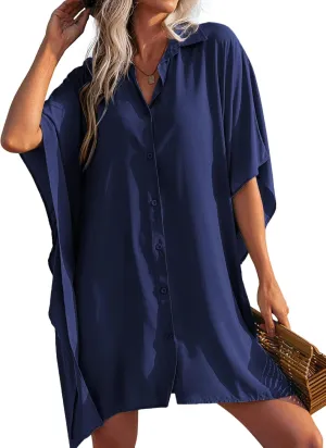 Ekouaer Beach Shirt Coverups for Women Button Down Bathing Suit Coverups for Swimwear