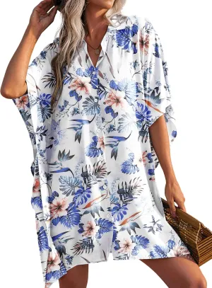 Ekouaer Beach Shirt Coverups for Women Button Down Bathing Suit Coverups for Swimwear