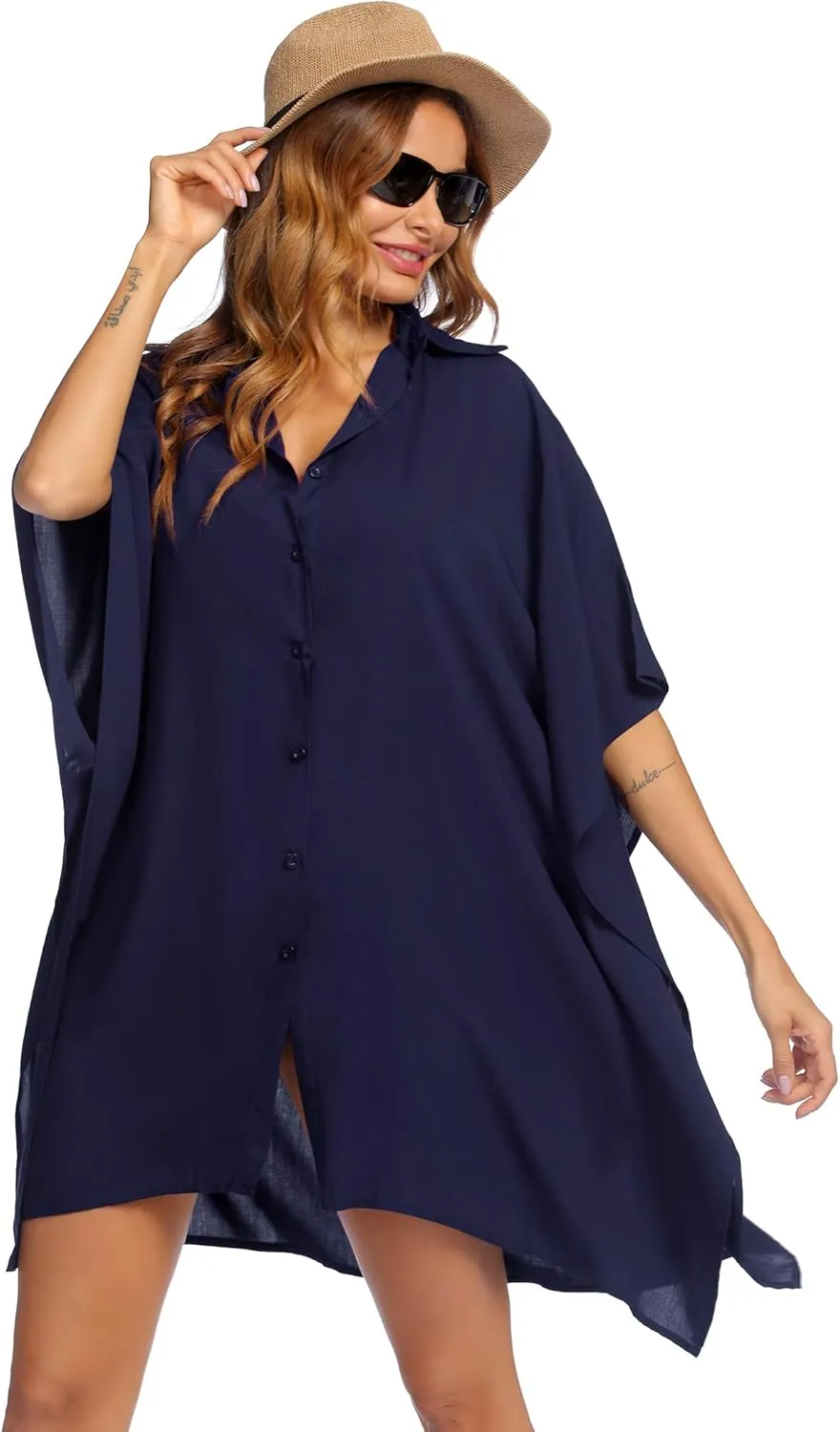 Ekouaer Beach Shirt Coverups for Women Button Down Bathing Suit Coverups for Swimwear