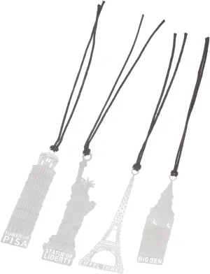 Elegant Metal Bookmarks Set for Reading Architecture Book Marks Lanyard Metal Page Markers Decorative Bookmarks for Book Lovers