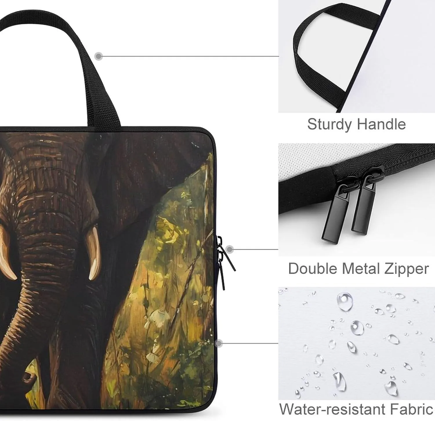 Elephant Calf in The Forests Laptop Sleeve Bag Computer Carrying Case Laptops Protective Cover for Travel Business