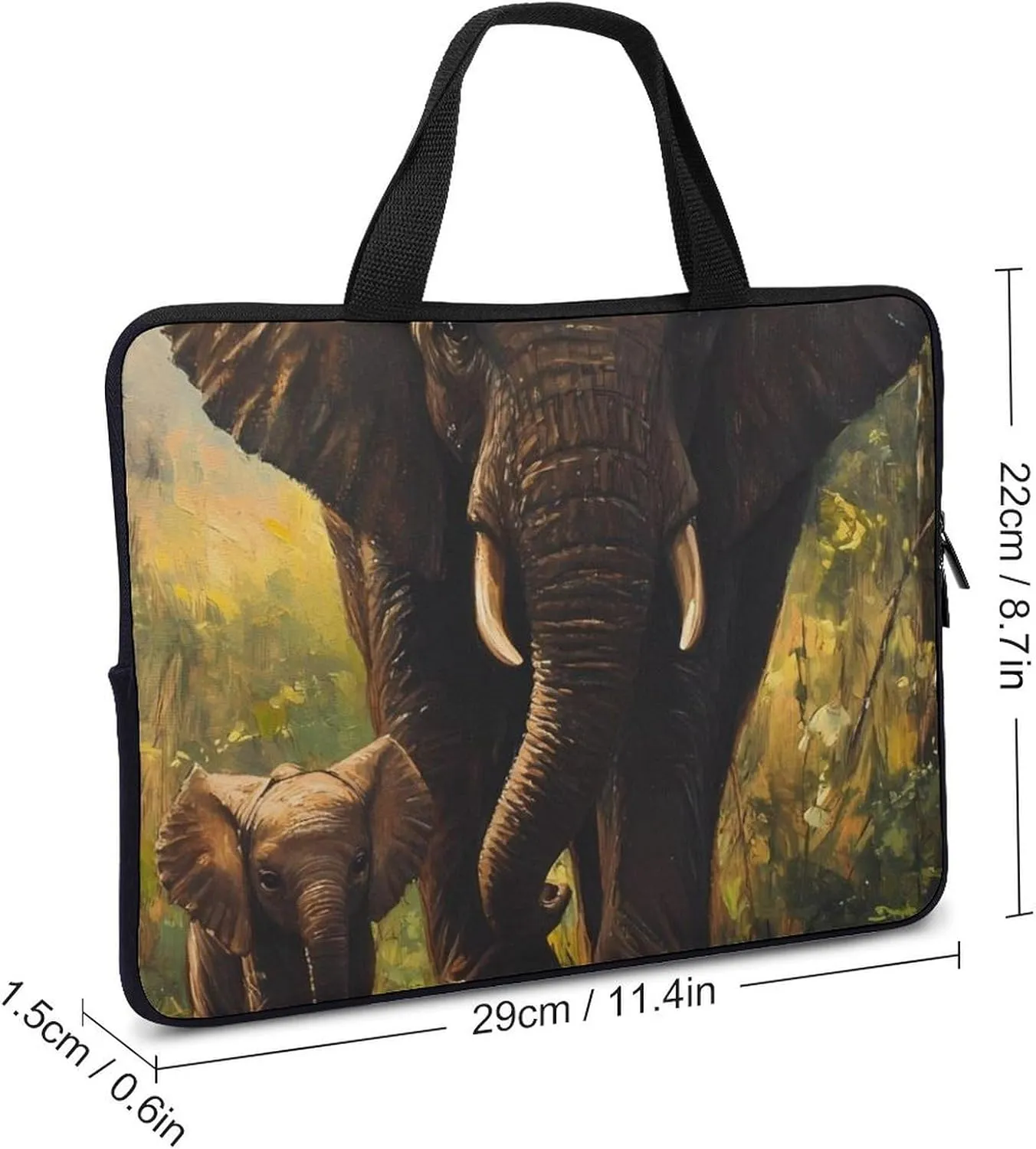 Elephant Calf in The Forests Laptop Sleeve Bag Computer Carrying Case Laptops Protective Cover for Travel Business