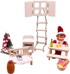 Elf Dolls House Furniture Miniature Kit, 1/12 Mini Elf House Furniture Set for Miniature Scene Model, Birthday (Set of 21)