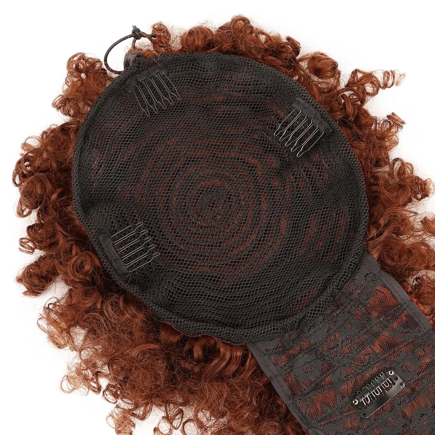 ENTRANCED STYLES Drawstring Ponytail with Bangs - Afro Puff Extensions for Women, Short Curly Clip in Wrap Updo Hairpiece (350#)