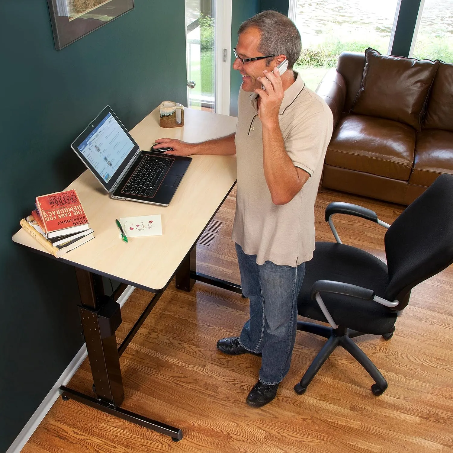 Ergotron – WorkFit-D Standing Desk, Height Adjustable Sit Stand Ergonomic Desk – Birch