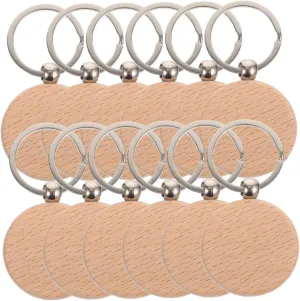 ERINGOGO 20Pcs Wooden Key Chain Pendants Blank Key Ring for Crafting Lightweight Wood Keychains for Bag Decoration and Easy