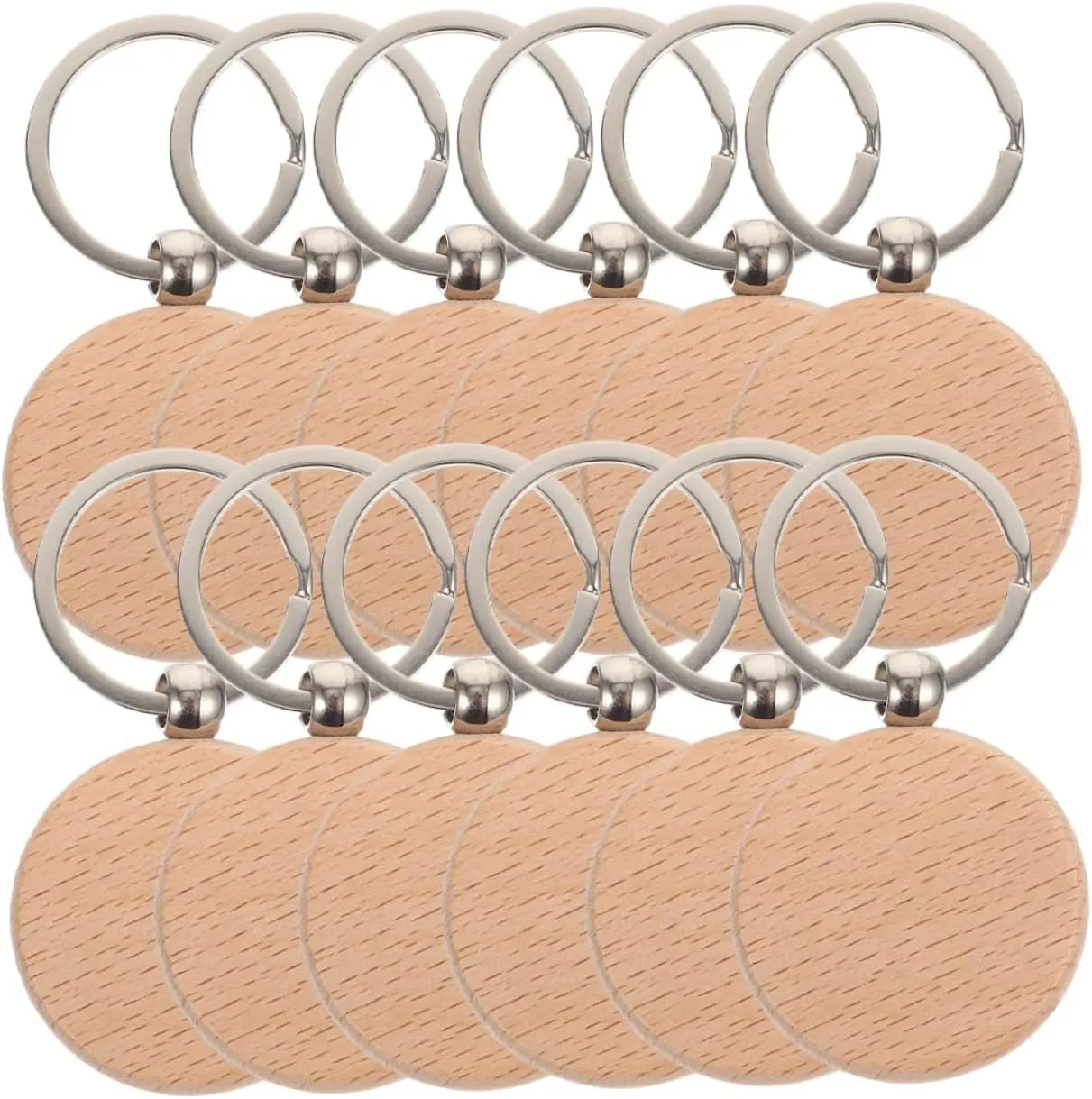 ERINGOGO 20Pcs Wooden Key Chain Pendants Blank Key Ring for Crafting Lightweight Wood Keychains for Bag Decoration and Easy
