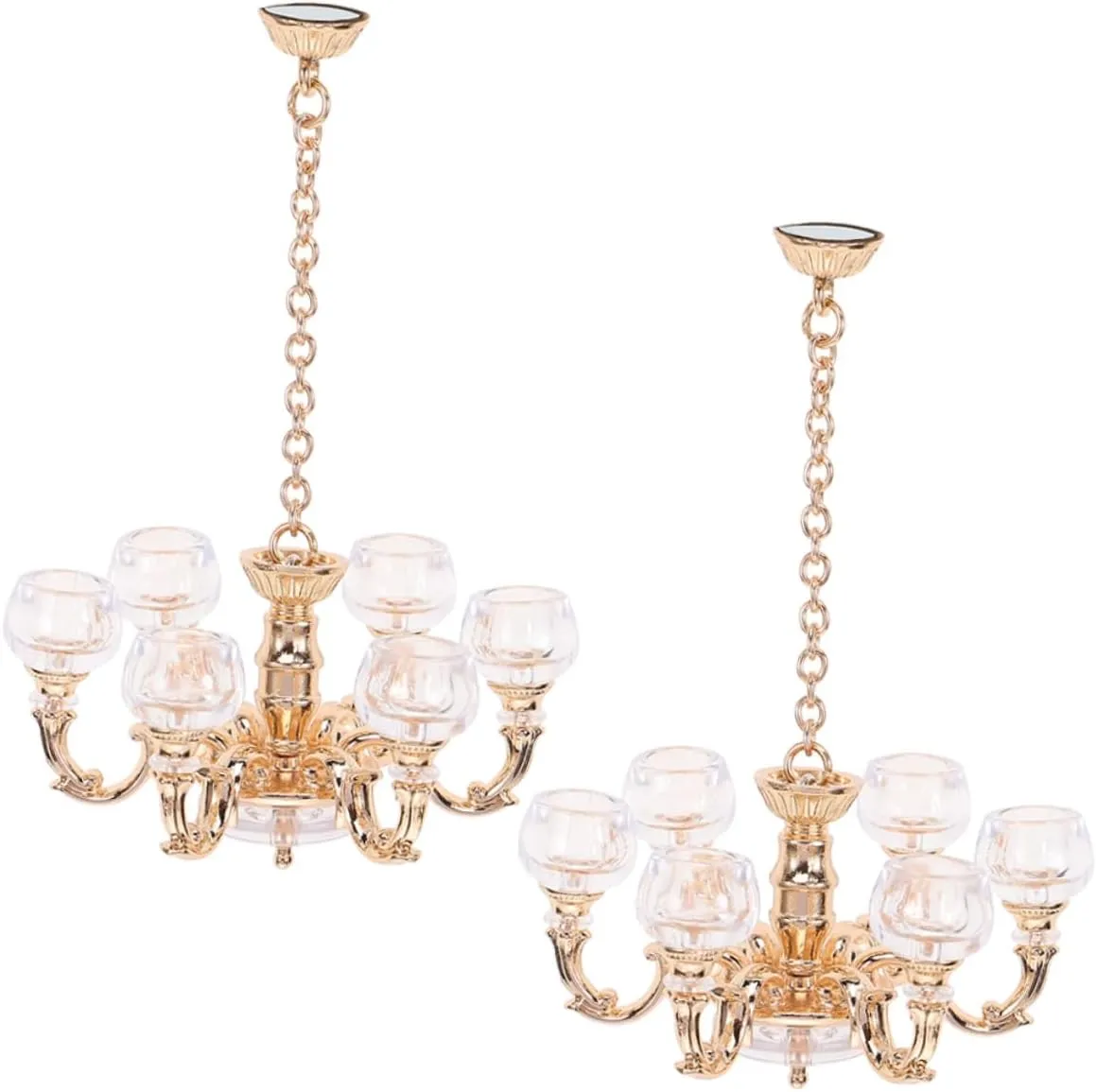 ERINGOGO 2pcs Mini Chandelier Lamp Prop for 1:12 Doll House Ceiling Pendant Light Miniature Decorative Lighting