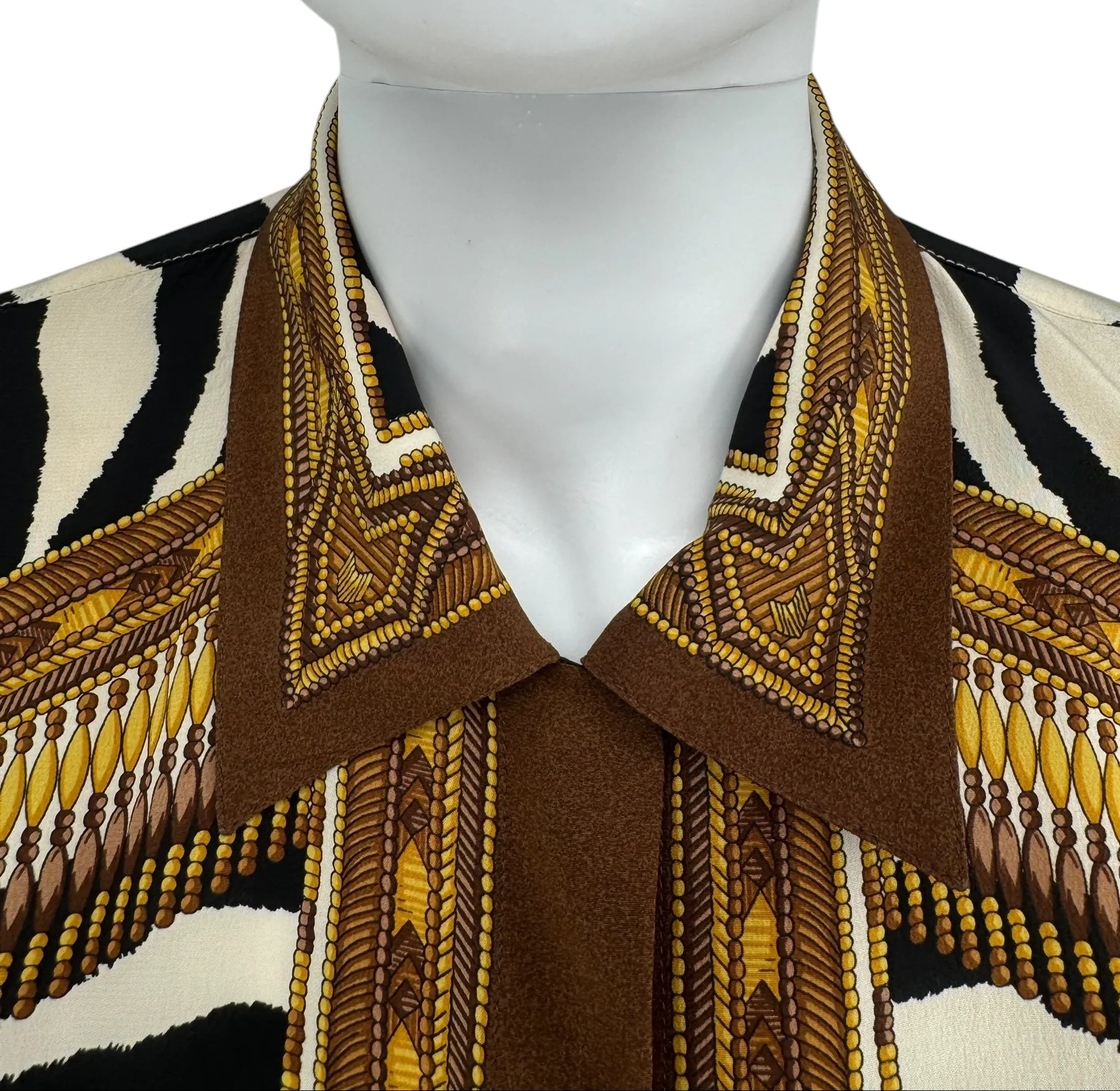 Escada Zebra Print Silk Blouse - Size 38