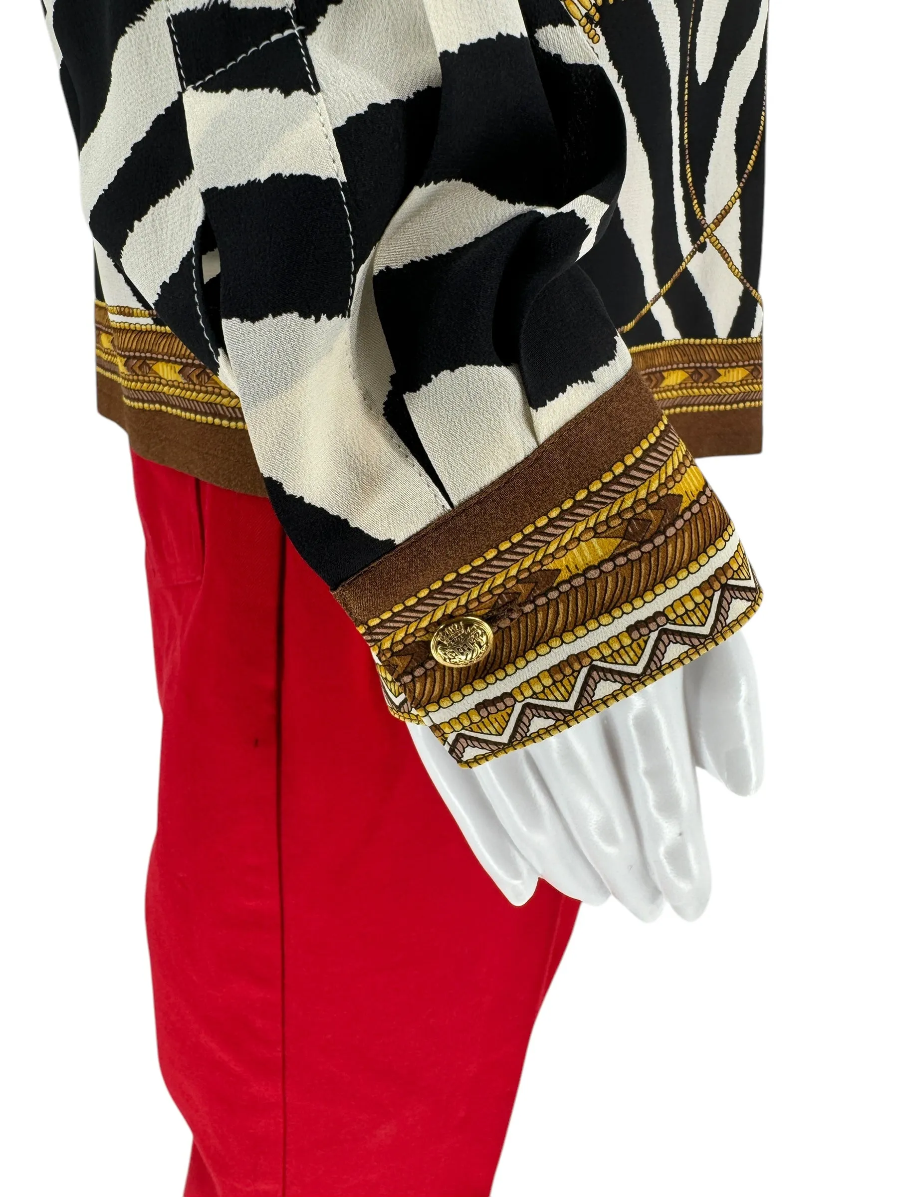 Escada Zebra Print Silk Blouse - Size 38