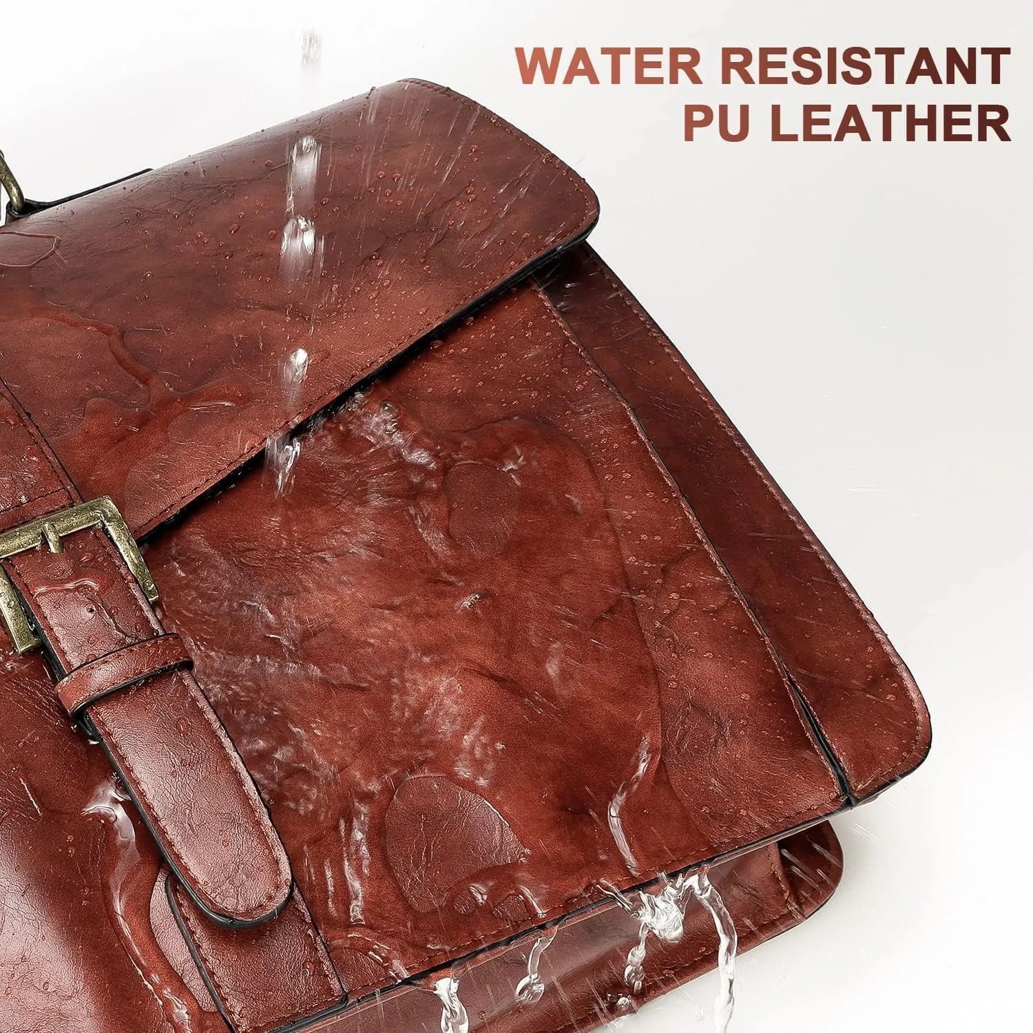 ESTARER Men's Leather Briefcase 17.3 Inch Laptop Messenger Bag for Office/Business/Travel, Professional Leather Computer Shoulder Bag, Brown