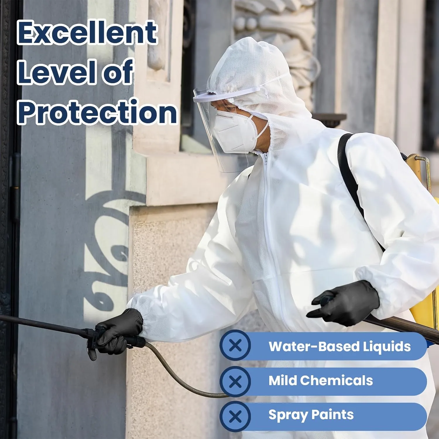 ETERNA Hazmat Suits- 5 Pack Disposable Protective Coveralls with Shoe Covers for Men & Women, PE & PPSB Hazmat Suits Shield from Dirt, Dust, Paint (Medium)