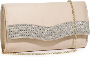 Evening Handbags for Women Rhinestone Clutch Purse for Wedding Party Prom Faux Suede Envelope Shoulder Bag