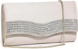 Evening Handbags for Women Rhinestone Clutch Purse for Wedding Party Prom Faux Suede Envelope Shoulder Bag