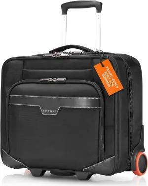 EVERKI Journey Business Professional 16-Inch Laptop Trolley Rolling Briefcase, Rolling Laptop Bag for Work, Travel Friendly Computer Briefcase with Wheels, Lightweight Roller Office Bag (EKB440) Black