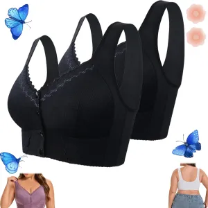 Evybliss Bra, Front Closure Breathable Bra for Seniors, Solid Lace Wireless Push Up Bra for Women