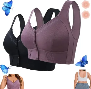 Evybliss Bra, Front Closure Breathable Bra for Seniors, Solid Lace Wireless Push Up Bra for Women