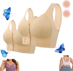 Evybliss Bra, Front Closure Breathable Bra for Seniors, Solid Lace Wireless Push Up Bra for Women