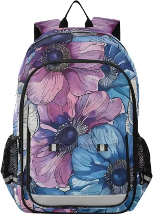 Exotic Anemone Flower Laptop Backpack for Boys Girls, Bookbag Travel Bag Casual Daypack School Backpack for Students