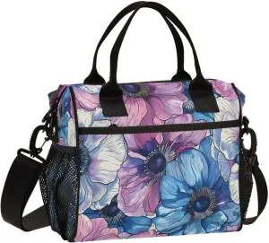 Exotic Anemone Flower Periodic Sample Large Lunch Box for Men Women Adults Insulated Lunch Bag Cooler Bag with Adjustable Shoulder Strap for Work Picnic Travel