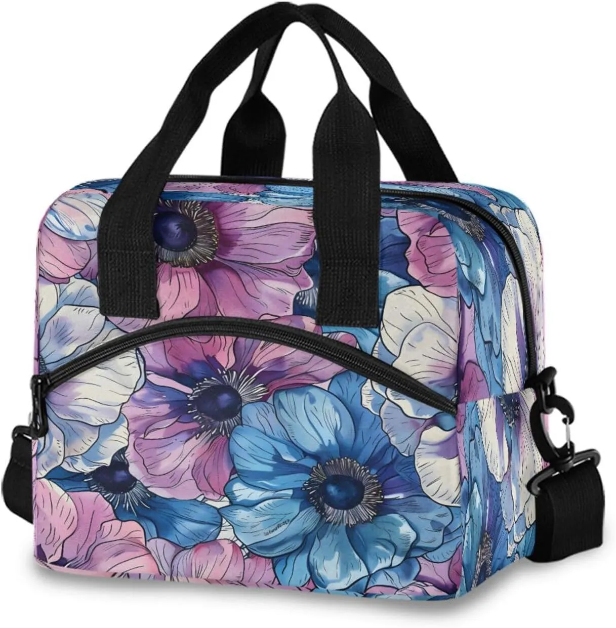 Exotic Anemone Flower Periodic Sample Lunch Box for Men Women Adults Insulated Lunch Bag Cooler Bag with Adjustable Shoulder Strap for Work Picnic Travel
