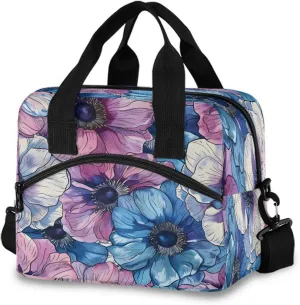 Exotic Anemone Flower Periodic Sample Lunch Box for Men Women Adults Insulated Lunch Bag Cooler Bag with Adjustable Shoulder Strap for Work Picnic Travel