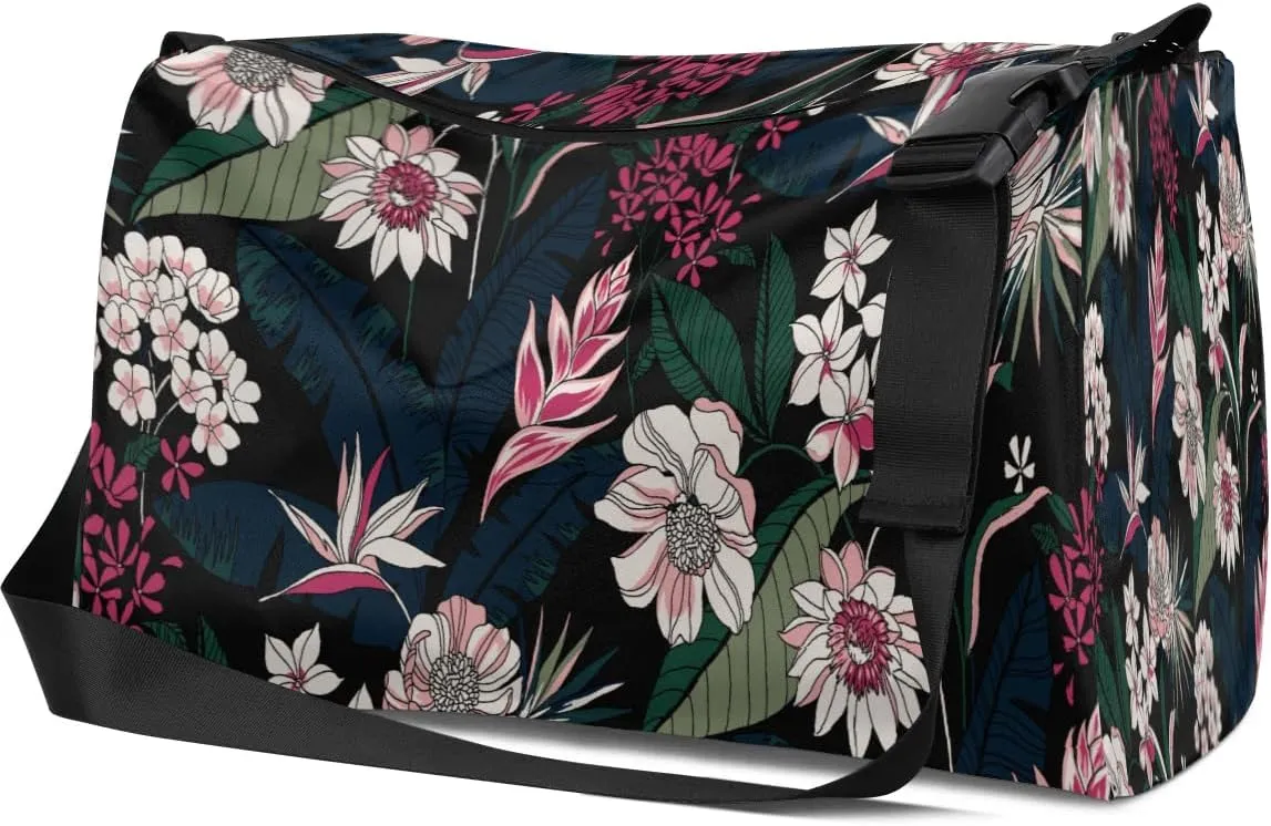 Exotic Flower Small Gym Bag for Men Women Workout Sport Duffle Bag Waterproof Weekender Overnight Bag Lightweight Carry on Tote Bag Crossbody Shoulder Travel Bag for Swim Yoge Dance