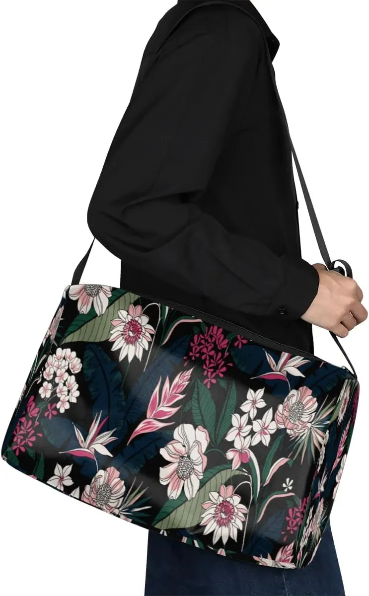 Exotic Flower Small Gym Bag for Men Women Workout Sport Duffle Bag Waterproof Weekender Overnight Bag Lightweight Carry on Tote Bag Crossbody Shoulder Travel Bag for Swim Yoge Dance