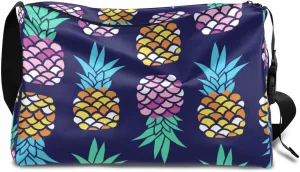 Exotic Fruits Pineapple Small Gym Bag for Men Women Workout Sport Duffle Bag Waterproof Weekender Overnight Bag Lightweight Carry on Tote Bag Crossbody Shoulder Travel Bag for Swim Yoge Dance