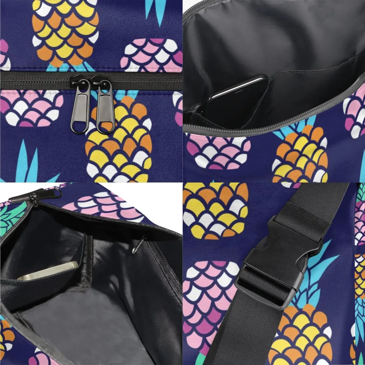 Exotic Fruits Pineapple Small Gym Bag for Men Women Workout Sport Duffle Bag Waterproof Weekender Overnight Bag Lightweight Carry on Tote Bag Crossbody Shoulder Travel Bag for Swim Yoge Dance