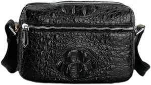 Exotic Genuine Crocodile Skin Men's Small SIngle Cross Shoulder Bag Authentic Alligator Leather Male Flap Purse Messenger Bag