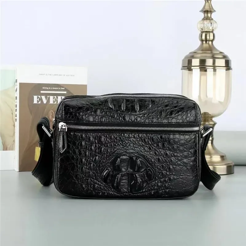 Exotic Genuine Crocodile Skin Men's Small SIngle Cross Shoulder Bag Authentic Alligator Leather Male Flap Purse Messenger Bag