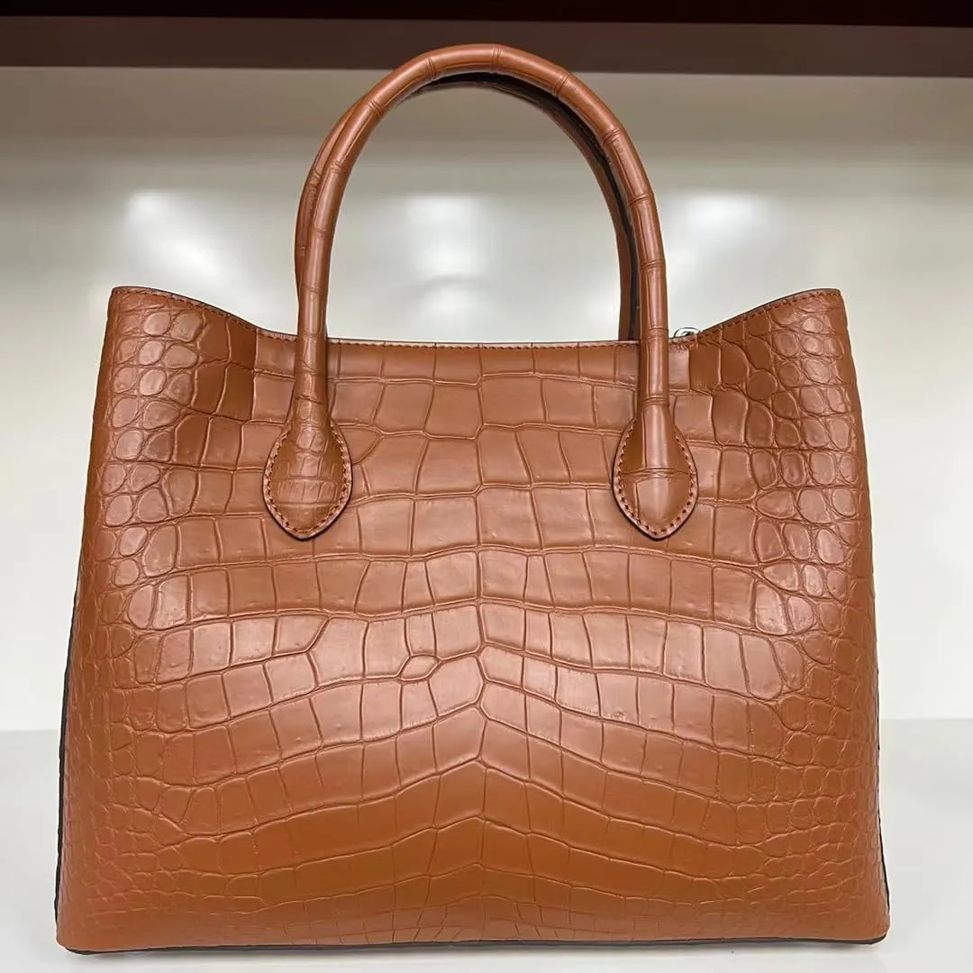 Exotic Genuine Crocodile Skin Women Handbag Authentic Alligator Leather Lady Large Shoulder Bag Female Work Purse