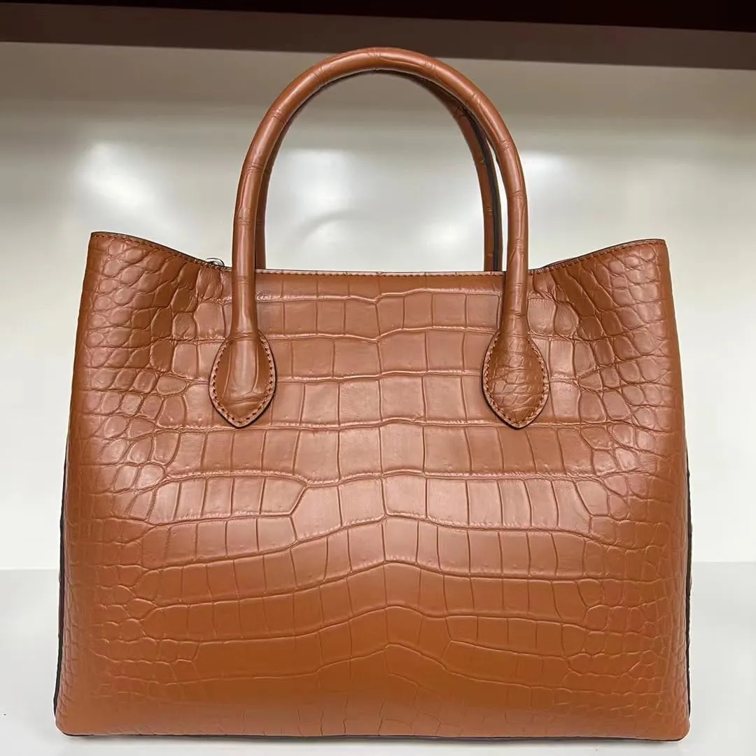 Exotic Genuine Crocodile Skin Women Handbag Authentic Alligator Leather Lady Large Shoulder Bag Female Work Purse