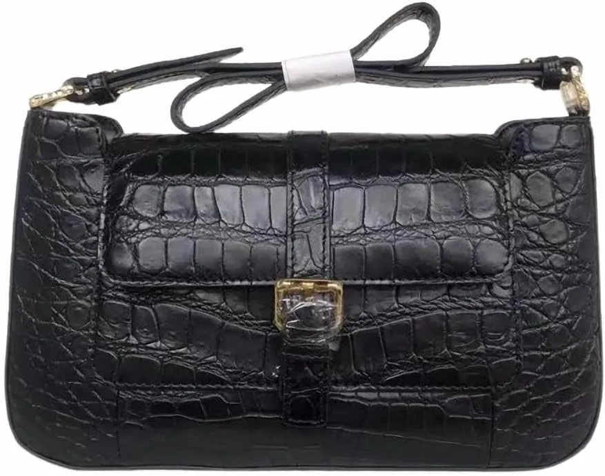 Exotic Genuine Crocodile Skin Women's Flap Purse Lady Underarm Bag Authentic Alligator Leather Female Single Shoulder Bag