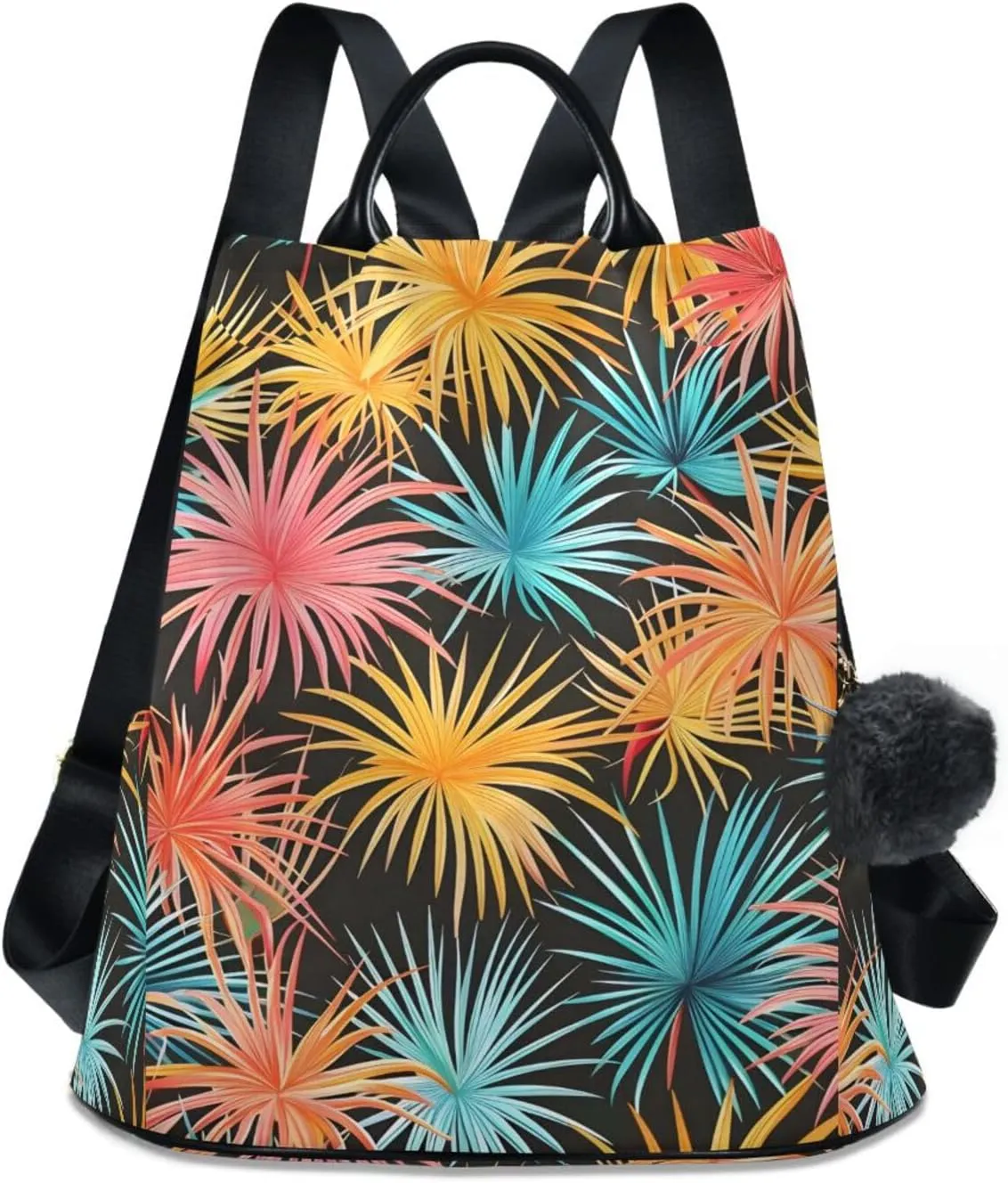 Exotic Palm Trees Leaves Backpack for Women Anti Theft Large Fashion Travel Shoulder Bag Purse Rucksack Lightweight