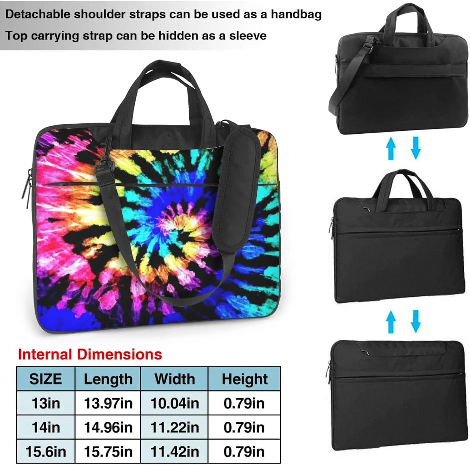Exotic Tribe Tie Dye Style Print Laptop Bag,Can Use It Freely As A Shoulder Bag,Crossbody Bag,And Briefcase