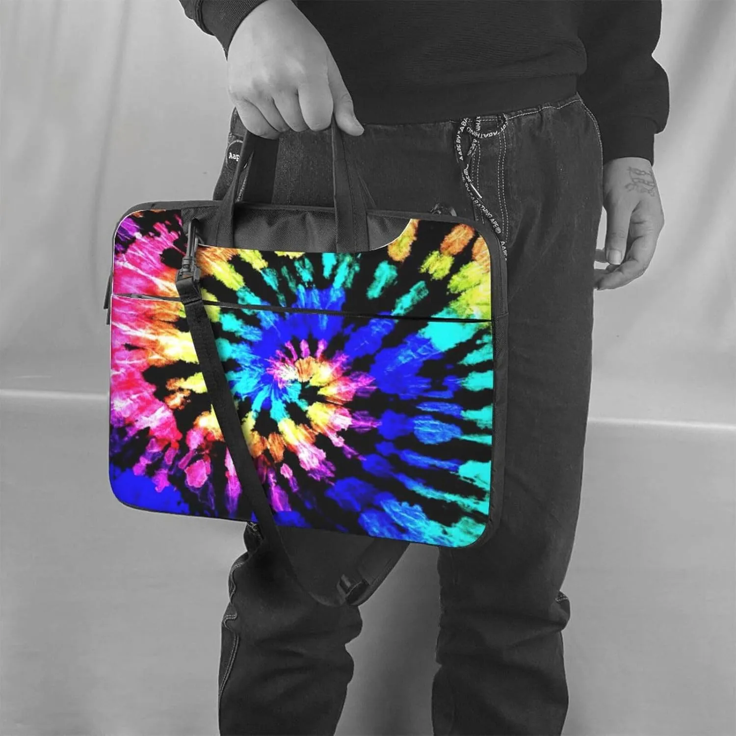 Exotic Tribe Tie Dye Style Print Laptop Bag,Can Use It Freely As A Shoulder Bag,Crossbody Bag,And Briefcase