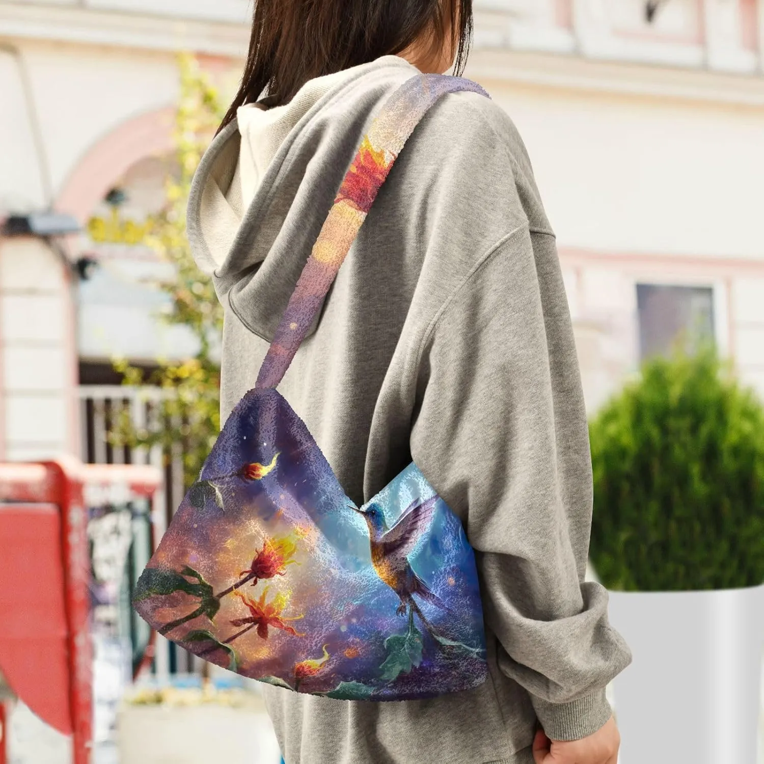 Exotic Tropical Vrctor Hawaiian Plants Shoulder Bag, Plush Hand Bag, Autumn Handbags